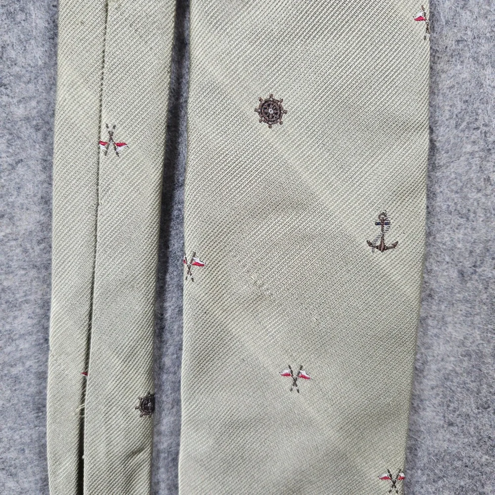 Chaps Ralph Lauren Vintage Silk Neck Tie Nautical Theme Champagne‎ Color SNAGS